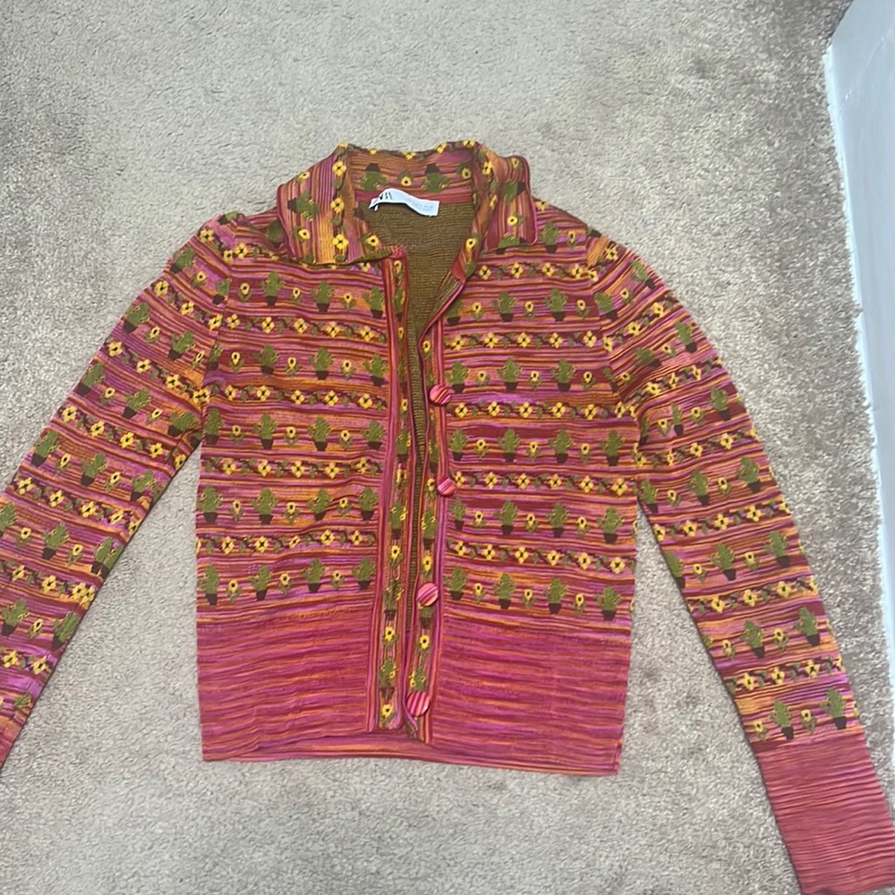 Zara EUC Collared Cardigan